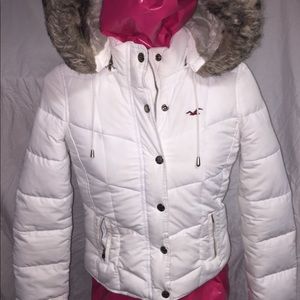 Hollister white jacket winter coat